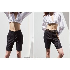 Thakoon Bermuda Elastic Waist Flat Front Shorts in Black Size‎ 4